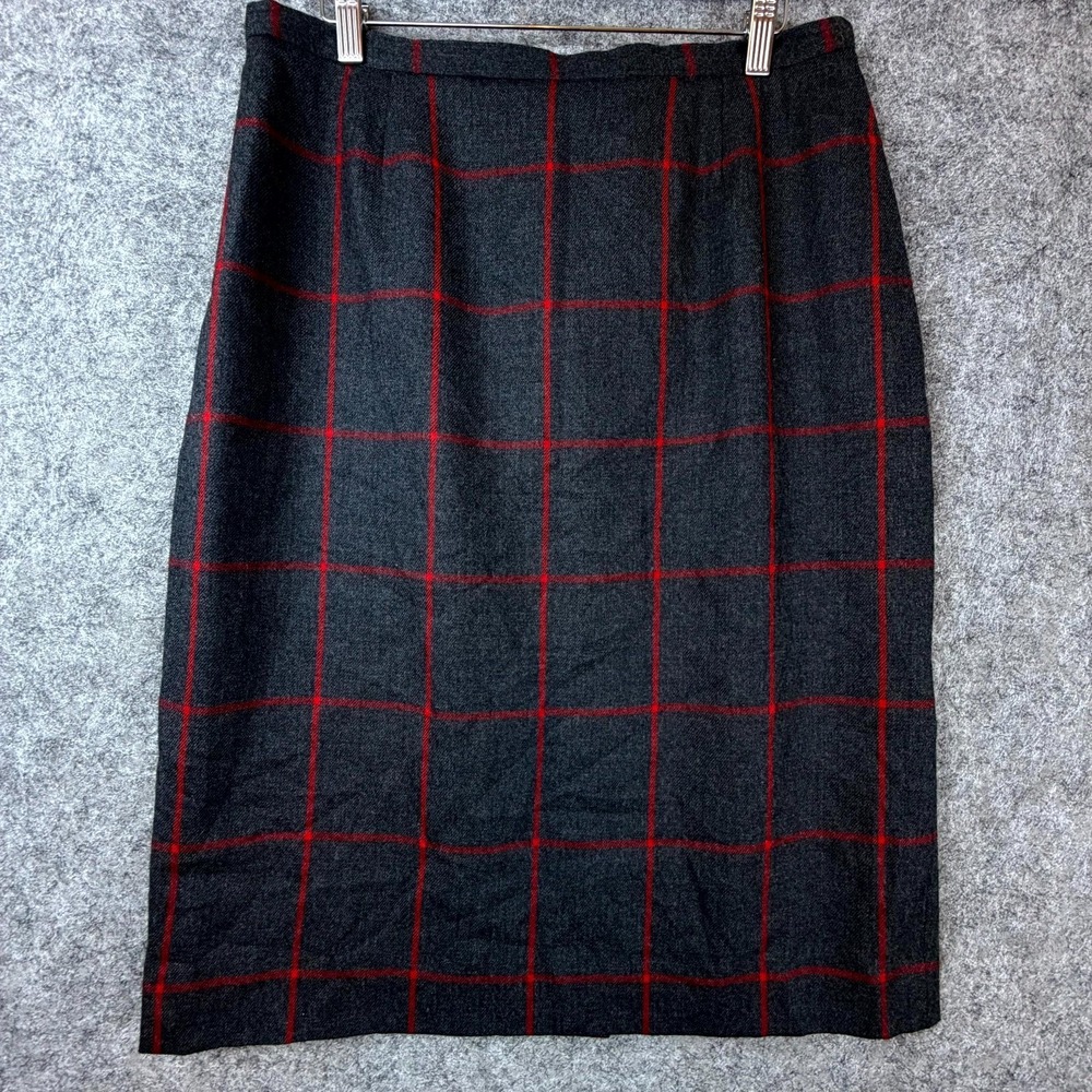 Vintage JH Collectibles Pencil Skirt Womens 16 Gray Red Plaid Dark‎ Academia 90s